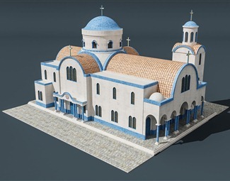 地中海单体建筑3D模型 构建理想中的阳光海岸生活